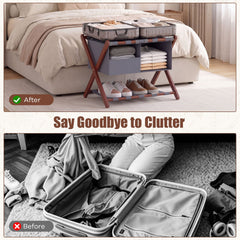68 cm Foldable Bamboo Luggage Rack