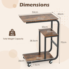 Set of 2 C-shaped End Table in Rustic Brown, image 3
