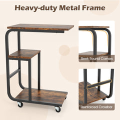 Set of 2 C-shaped End Table in Rustic Brown, image 5