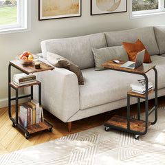 C-shaped End Table Rustic Brown image