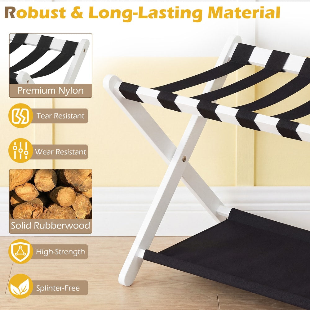 Set of 2 Folding Luggage Rack in White