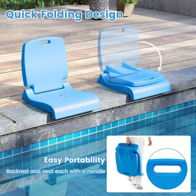 Blue poolside chair folding for easy portability