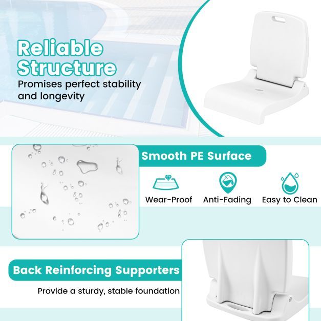 Details of the outdoor seating surface, drainage hole and back support structure