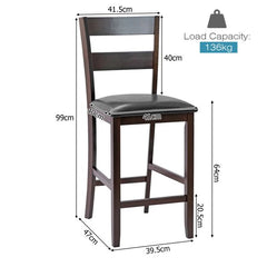Diagram showing the dimensions of a single upholstered bar stool