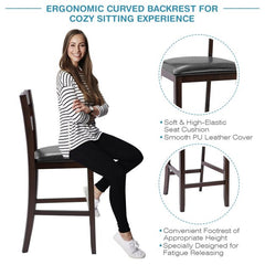 Close up of an upholstered bar stool showing the seat cushion and footrest