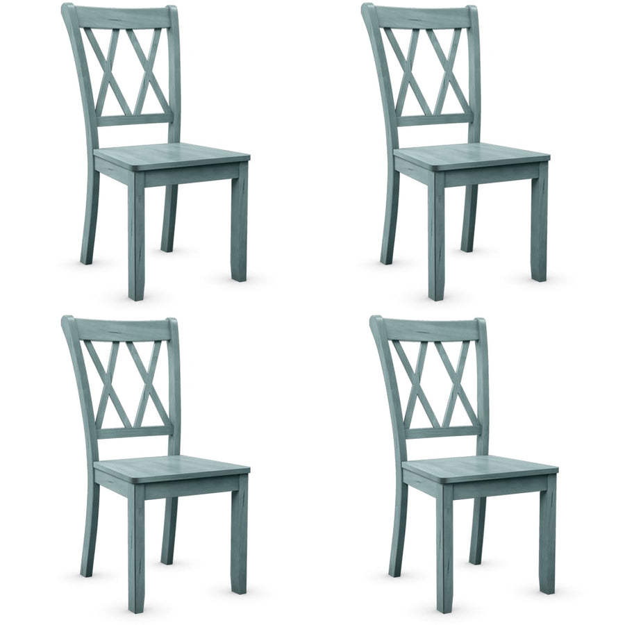 Set of 4 Armless Wood Dining Chairs with Ergonomic Fluted Seat