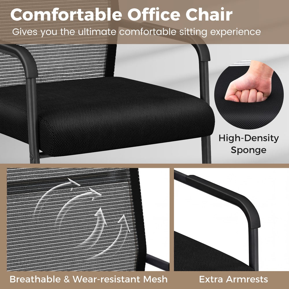 The office chairs highlighting the seat cushion material and mesh backrest texture