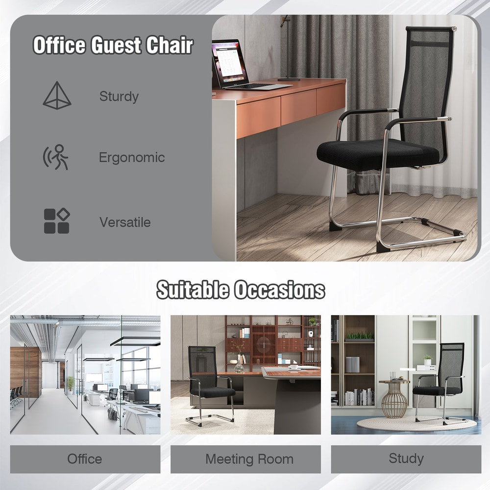 Set of 4 Office Guest Chairs in Black