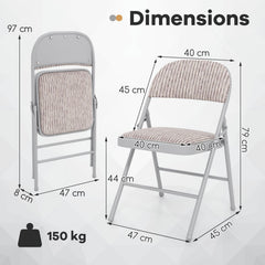 Set of 6 Folding Padded Party PVC Leather Stackable Chairs-Beige