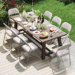 Set of 6 Folding Padded Party PVC Leather Stackable Chairs-Beige