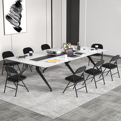 Set of 6 Folding Padded Party PVC Leather Stackable Chairs-Black