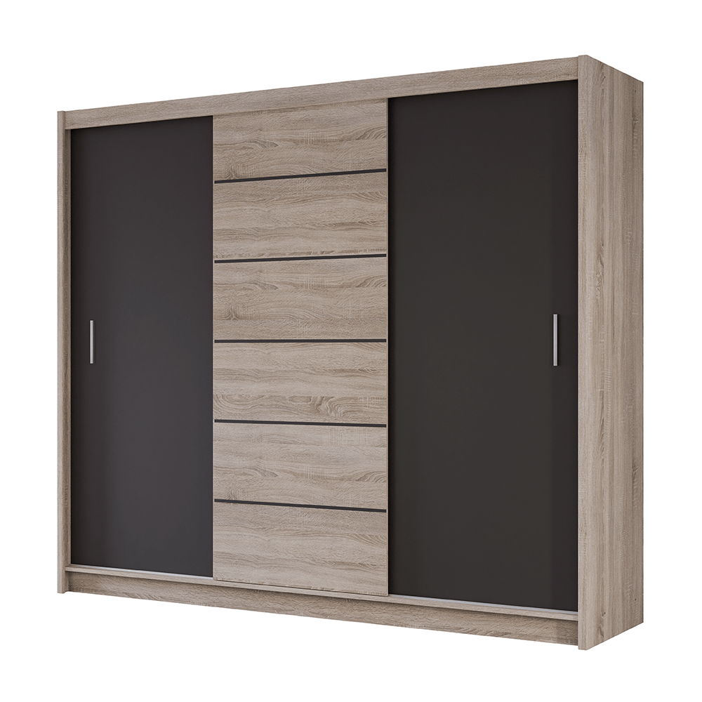 Oak Sonoma + Lava Mirrored Sliding Door Wardrobe 250cm – GRAYSON