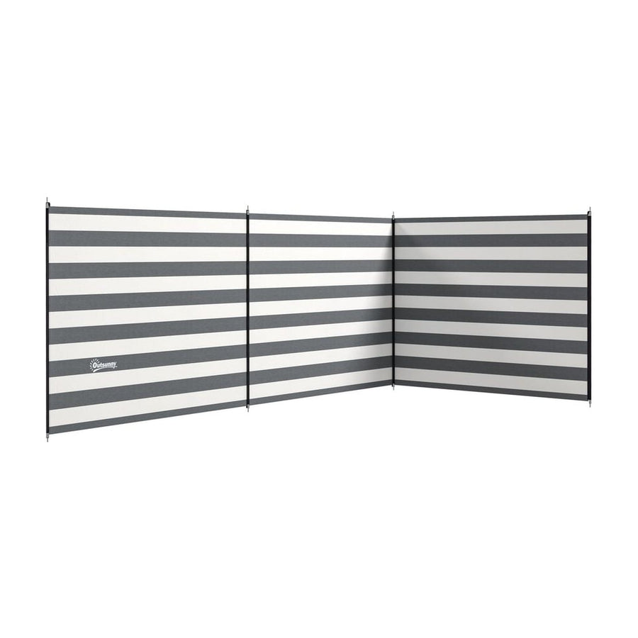 Outsunny 4 Pole Camping Windbreaks, Beach Wind Shield Shelter with Carry Bag and Steel Poles, Outdoor Caravan Privacy Shield