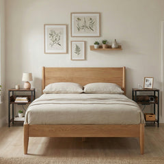 Side Table with Charging Station 3-Tier End Table with Open Storage Shelves-Rustic Brown