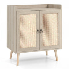 Sideboard Buffet Cabinet with 2 Doors Adjustable Shelf and Pine Wood Legs-Natrual