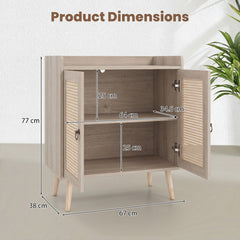 Sideboard Buffet Cabinet with 2 Doors Adjustable Shelf and Pine Wood Legs-Natrual