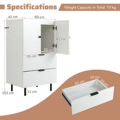 Sideboard Buffet Cabinet 2-Door Serving Cupboard Buffet Table Display Cabinet-White