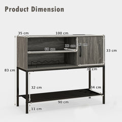 Sideboard Buffet Cabinet with Wine Racks and Storage Shelves-Grey