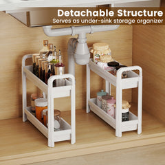 Slim Rolling Storage Cart 4-Tier Bathroom Organizer with Handles-White
