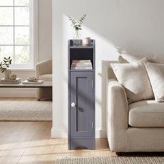 Small Bathroom Storage Cabinet with Door and Adjustable Shelves-Grey