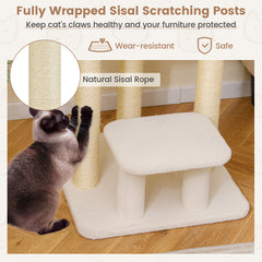 Small Cat Tree for Indoor Cats with Sisal Scratching Posts-White
