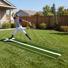 Softball Pitching Mat 10 x 3 FT Softball Training Aid with Pitching Mound-Green