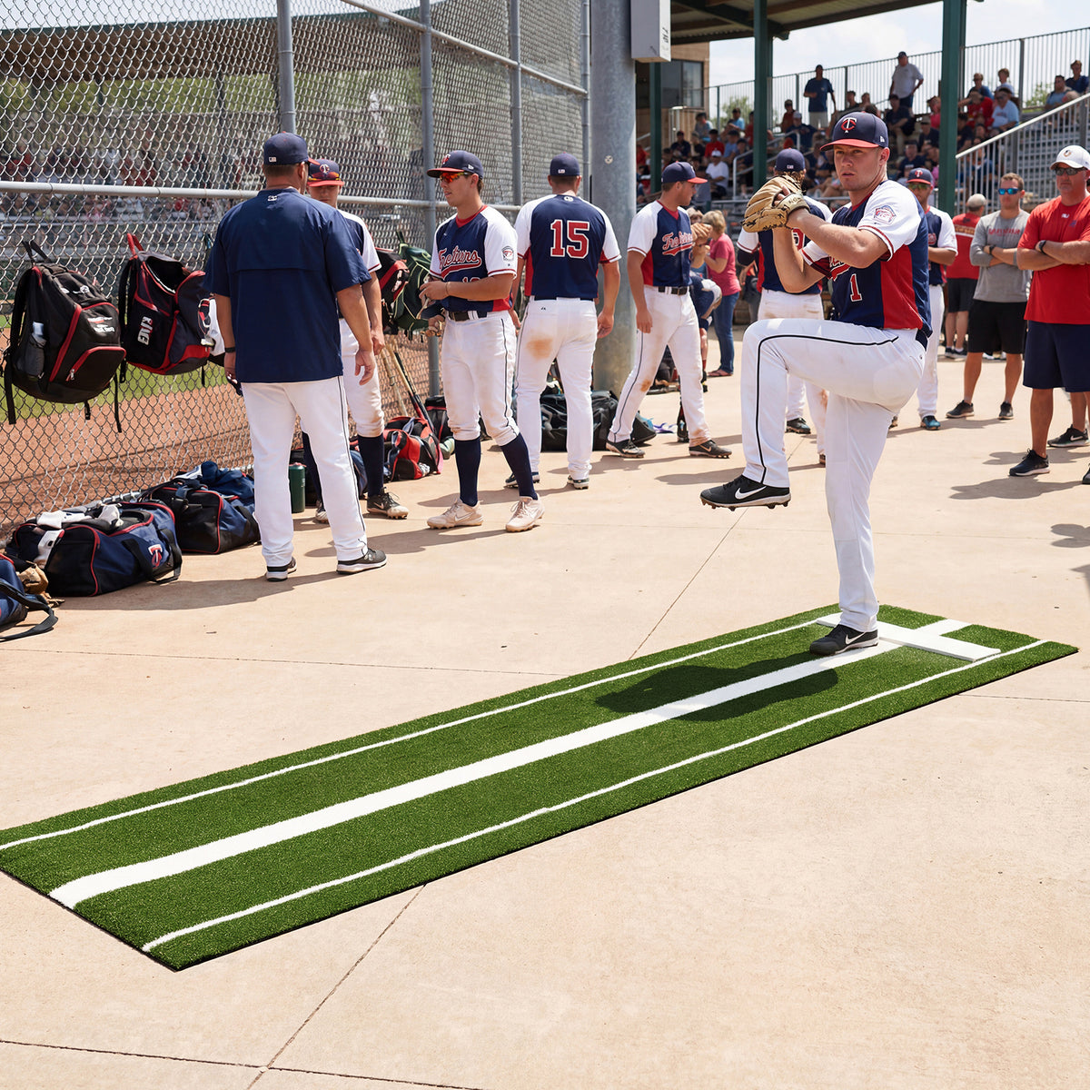 Softball Pitching Mat 10 x 3 FT Softball Training Aid with Pitching Mound-Green
