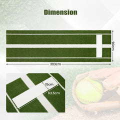 Softball Pitching Mat 10 x 3 FT Softball Training Aid with Pitching Mound-Green