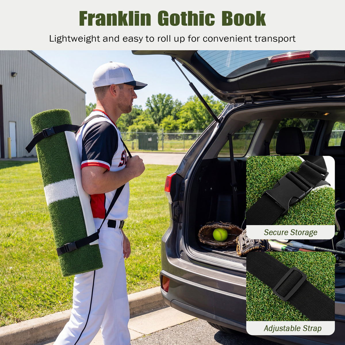 Softball Pitching Mat 10 x 3 FT Softball Training Aid with Pitching Mound-Green