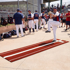 Softball Pitching Mat 10 x 3 FT Softball Training Aid with Pitching Mound-Red