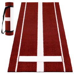 Softball Pitching Mat 10 x 3 FT Softball Training Aid with Pitching Mound-Red
