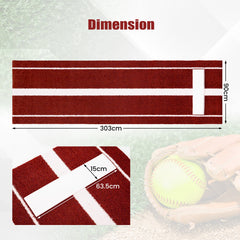 Softball Pitching Mat 10 x 3 FT Softball Training Aid with Pitching Mound-Red