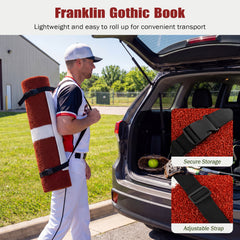 Softball Pitching Mat 10 x 3 FT Softball Training Aid with Pitching Mound-Red