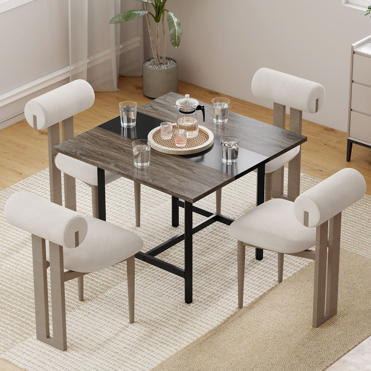 Square Conference Table Meeting Room Table with Thickened Tabletop-Grey