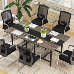 Square Conference Table Meeting Room Table with Thickened Tabletop-Grey