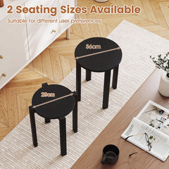 Stackable Stools Set of 4 with Rolling Base Solid Rubber Wood Nesting Stools-Black