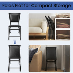 Demonstration of how the dining chairs fold flat for storage