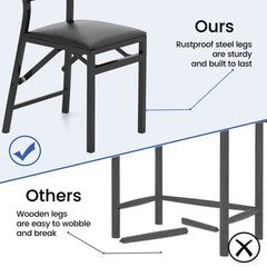 Comparison of steel folding chair legs versus wooden chair legs