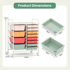 Storage Cart with 2-Size Drawer Rolling Cart Large Countertop Side Handles-Macaron