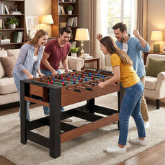 Swivel Game Table 2-in-1 Foosball and Pool Combo Space-saving-Brown