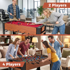 Swivel Game Table 2-in-1 Foosball and Pool Combo Space-saving-Brown