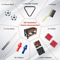 Swivel Game Table 2-in-1 Foosball and Pool Combo Space-saving-Brown