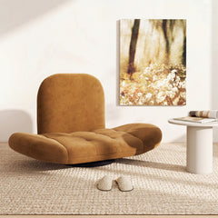 Swivel Floor Chair with Adjustable Backrest and Armrests-Coffee