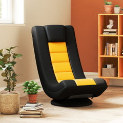 360° Swivel Gaming Chair 4 Position Adjustable Folding Floor Sofa-Yellow