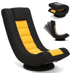 360° Swivel Gaming Chair 4 Position Adjustable Folding Floor Sofa-Yellow