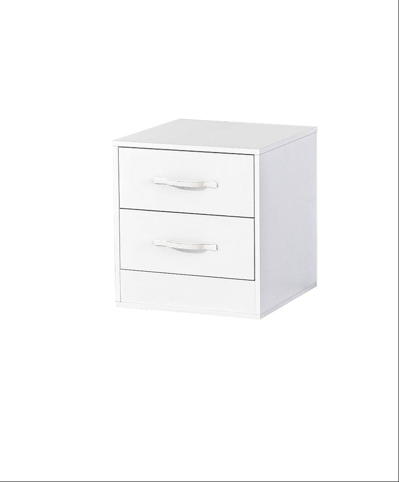 SPACEO Bedside Table White / White Handles