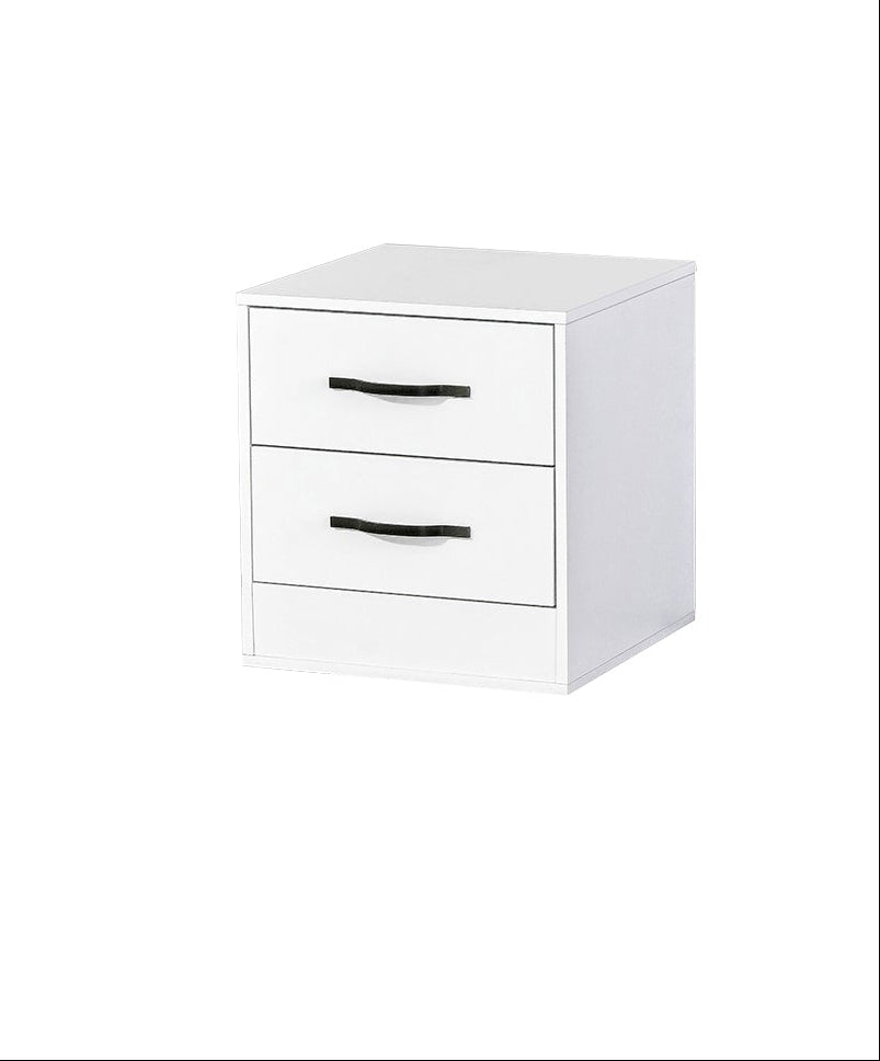 SPACEO Bedside Table White / Black Handles