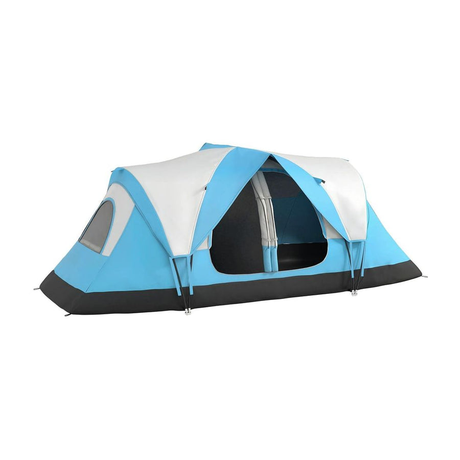 Outsunny Camping Tent for 6-8 Man with 2000mm Waterproof Rainfly and Carry Bag for Fishing Hiking Festival, Sky Blue