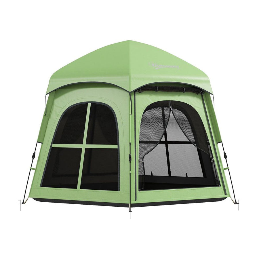 Outsunny Pop Up Tent 3000mm Waterproof Instant Camping Tent 3-4 Person with 2 Doors 4 Windows Green