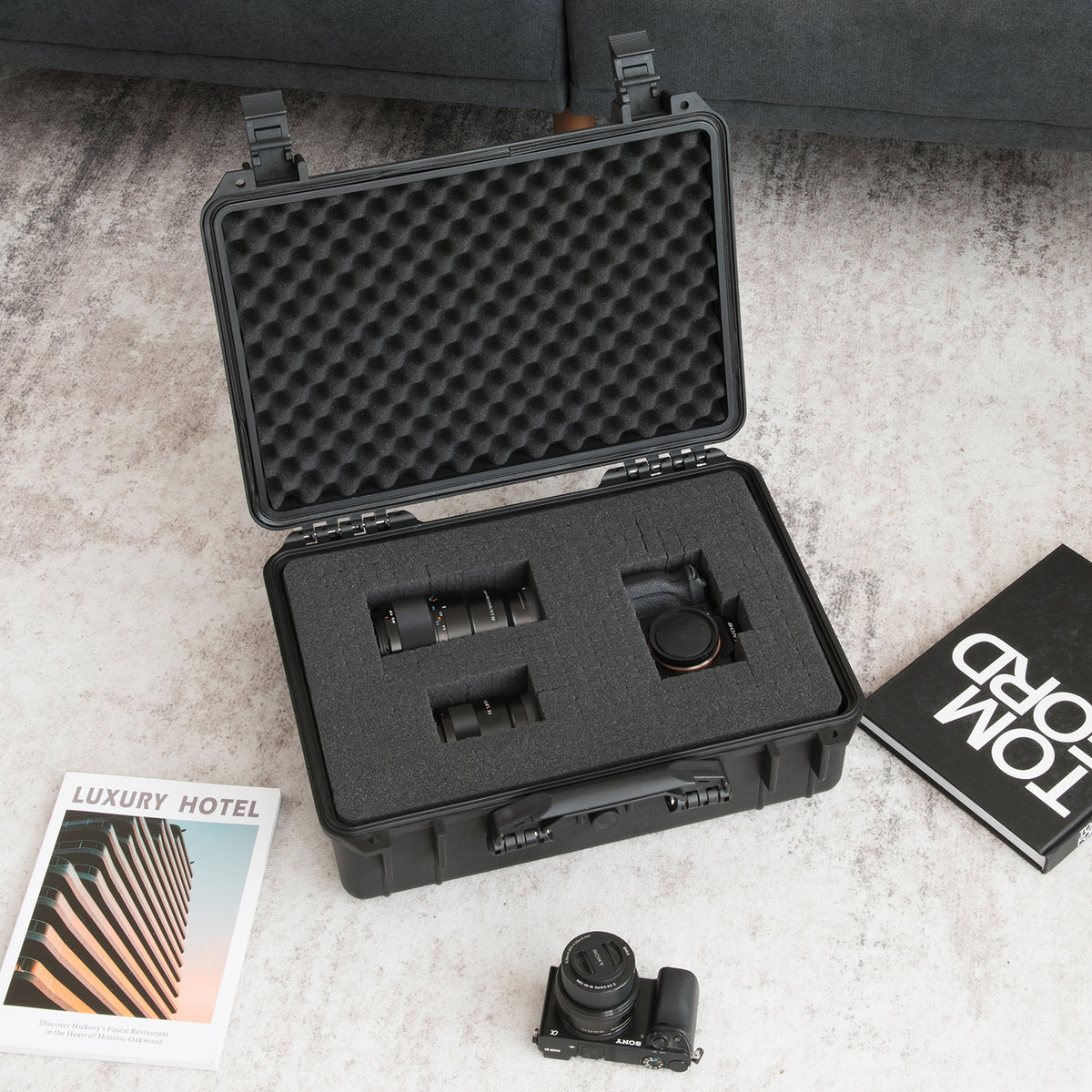 Portable Waterproof Hard Case with Customizable Fit Foam-45 x 34 x 18 cm